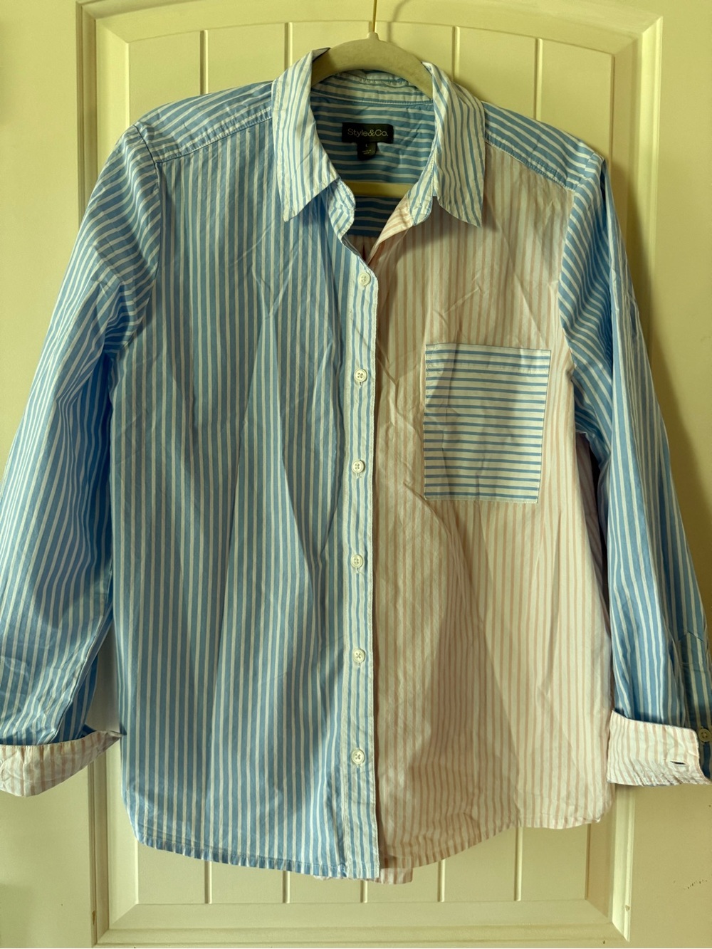 Style & Co. Light Blue & Cream Striped Men's Button-Down Shirt